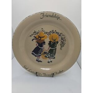 Vintage Stoneware July 2000 Plate Friendship God Loving Us Through Another 10"
